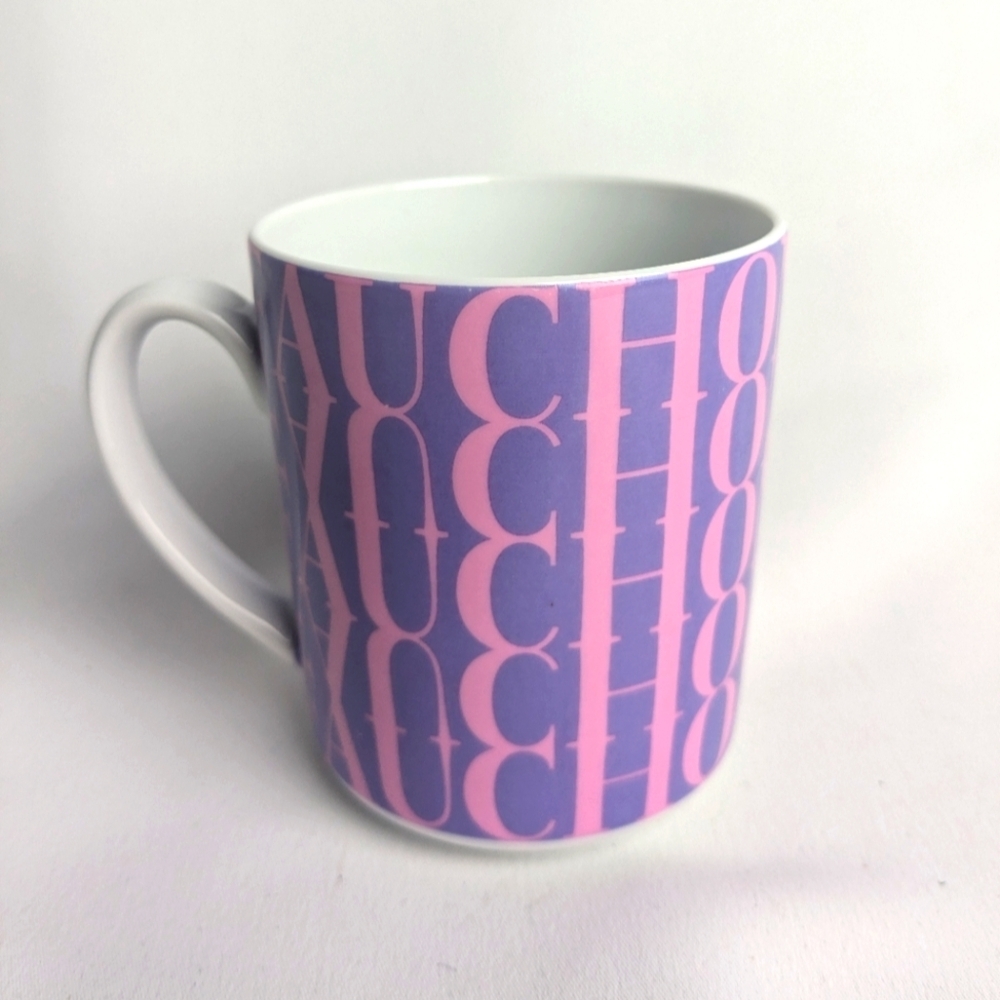 Vintage Retro FAUCHON Paris Coffee Mug Pink And Purple Art Deco Style